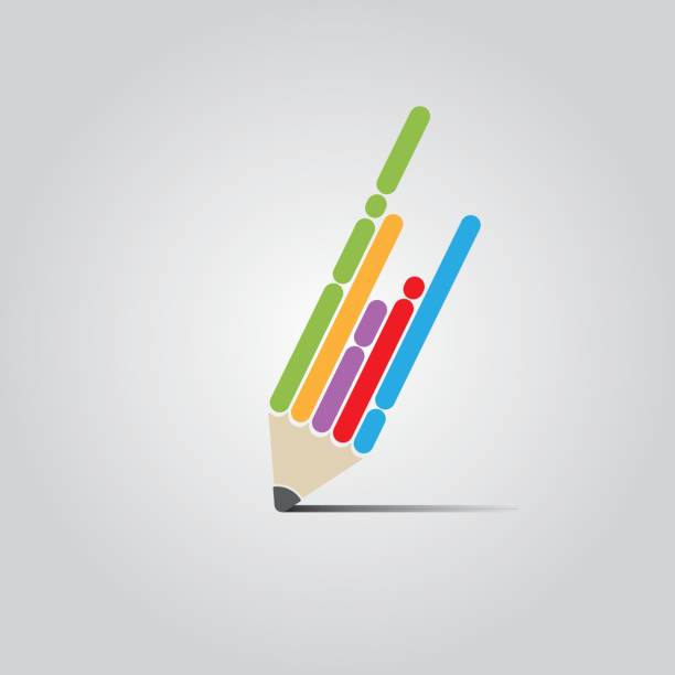 Flat Pen Design Colorful Vector Flat Pen Design Concept. writing activity designs stock illustrations