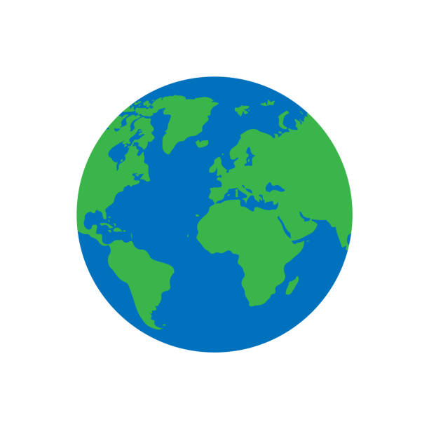 フラット地球地球アイコン。白い背景上に分離。ベクトルの図。 - 地球点のイラスト素材／クリッ プアート素材／マンガ素材／アイコン素材
