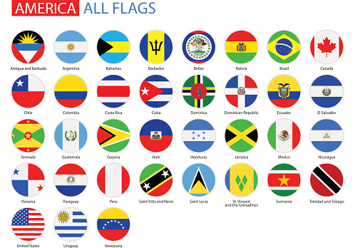 Vector Set of American Flag Icons: