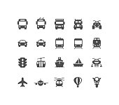 Set of transportation flat vector icons.