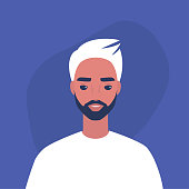 Flat vector portrait of a young millennial male character