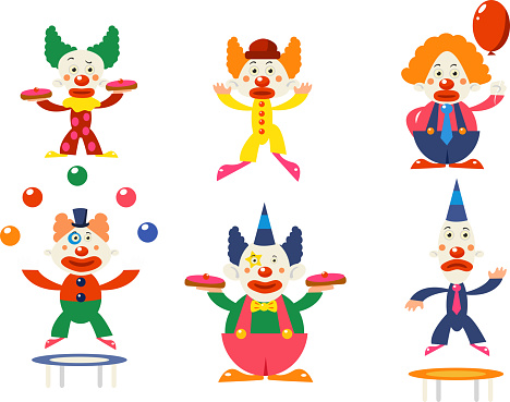 ✓ Imagen de Un conjunto de caracteres de circo de payaso Fotografía de Stock