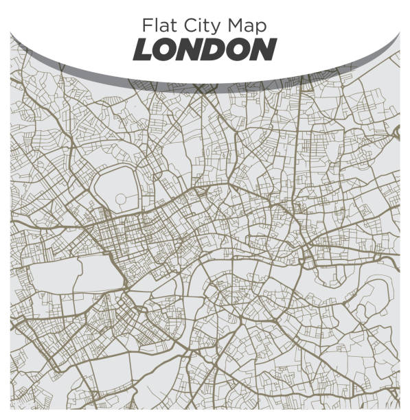 런던 중부 잉글랜드의 플랫 화이트와 베이 지 지도 - chelsea stock illustrations