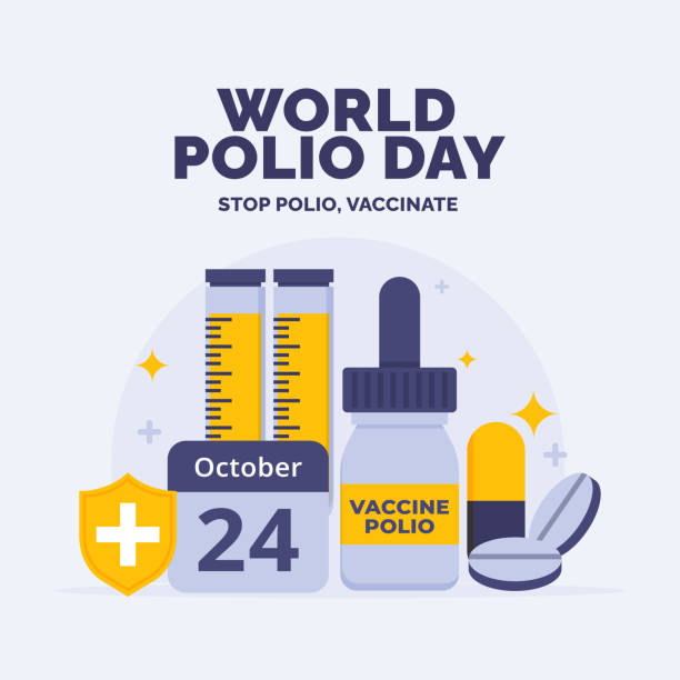płaska ilustracja na dzień polio ilustracja wektorowa - polio stock illustrations