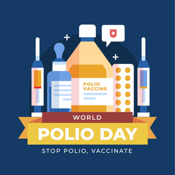 플랫 월드 소아마비의 날 일러스트 벡터 일러스트레이션 - polio stock illustrations