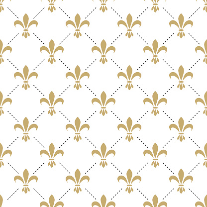Fleur de lis seamless vector pattern. French vintage stylized lily