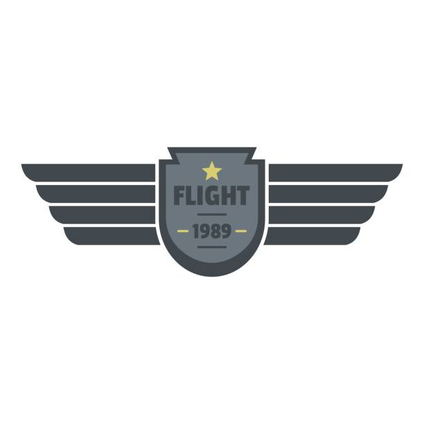 ilustraciones, imágenes clip art, dibujos animados e iconos de stock de logotipo de icono vuelo 1989, estilo plano - 1980 1989