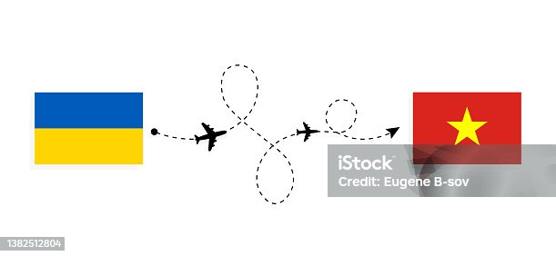 istock Flight and travel from Ukraine to Vietnam by passenger airplane Travel concept 1382512804