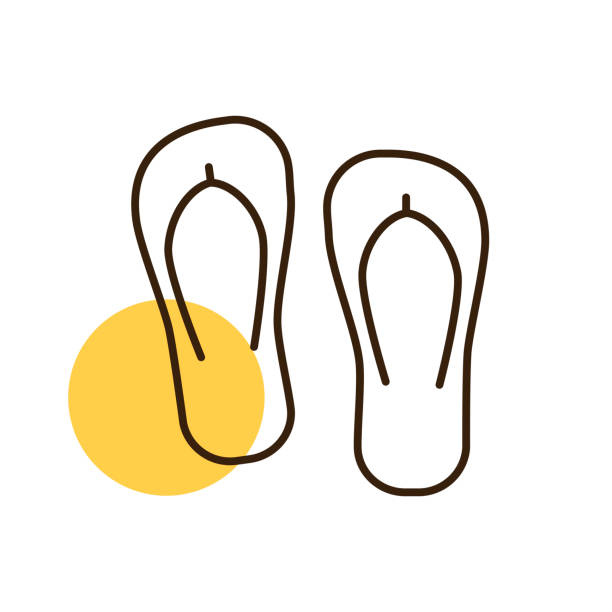 stockillustraties, clipart, cartoons en iconen met flip flops platte vector pictogram. het teken van de zomer - voeten in het zand