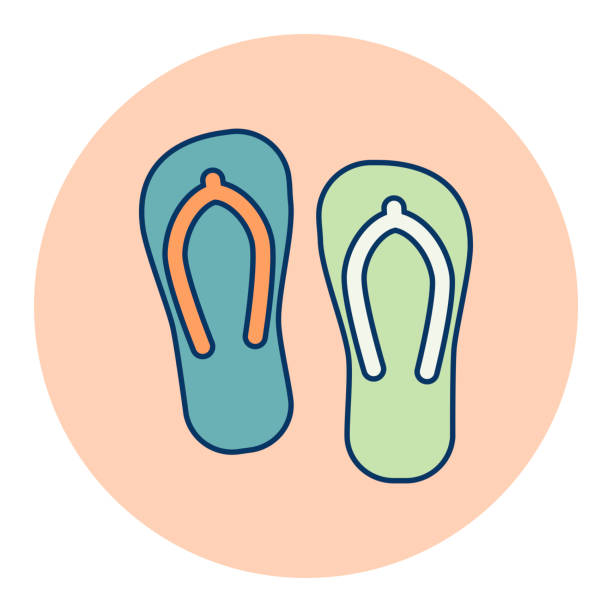stockillustraties, clipart, cartoons en iconen met flip flops flat vector icon. summer sign - voeten in het zand