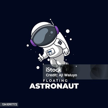 istock Floating Astronaut Cute Cartoon Creative Logo Design Mascot Illustration 1341097772