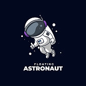 istock Floating Astronaut Cute Cartoon Creative Logo Design Mascot Illustration 1341097772