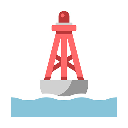 Floating buoy flat illustration