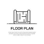Floor Plan Vector Line Icon - Simple Thin Line Icon, Premium Quality Design Element