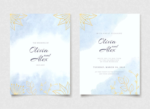 Floral and Leaves Wedding Invitation Card