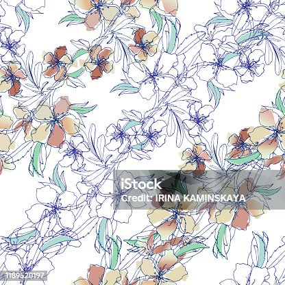 istock Floral background of delicate watercolor flowers. For the design of greeting cards, tiles, bedding, invitations, greetings and advertisements 1189520197