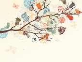 Ornate backgrouns with flowers, butterflies and birds for your design. EPS 8.