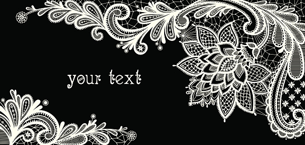  Black and white lace vector design.