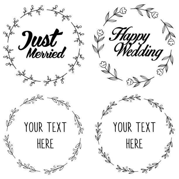 Floral Decorative Round Frame for Wedding Invitation vector art illustration