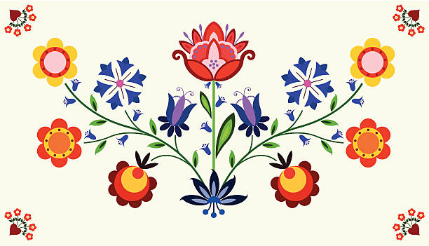 Floral element Traditional Polish decorative element craft product stock illustrations