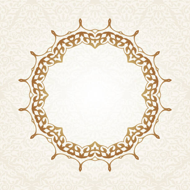 Floral frame background in arabic motif Floral frame background. Traditional arabic motif border.Luxury style Ottoman ornament motif. Victorian royal background. Vector illustration. empire stock illustrations