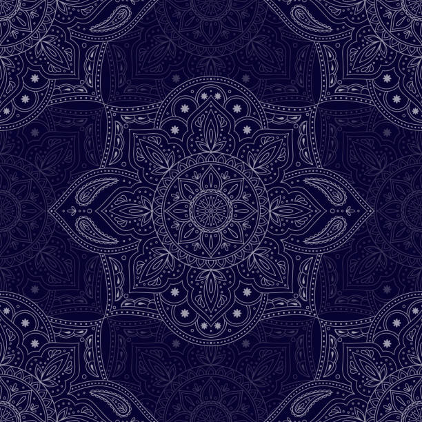 Floral indian paisley pattern vector seamless. Vintage flower ethnic ornament for clothing silk fabric. Oriental folk design for bohemian bedroom textile, yoga wallpaper, india luxury wedding. Floral indian paisley pattern vector seamless. Vintage flower ethnic ornament for clothing silk fabric. Oriental folk design for bohemian bedroom textile, yoga wallpaper, india luxury wedding. yoga backgrounds stock illustrations