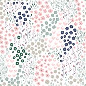 Trendy Seamless Floral Pattern in vector in doodle style.