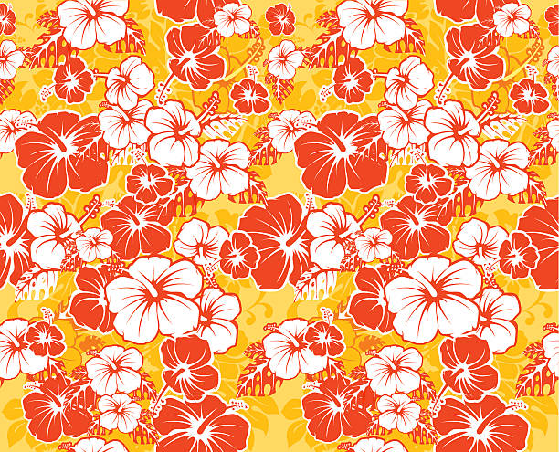 Floral seamless Hawaiian background with hibiscus flowers Floral seamless Hawaiian background with hibiscus flowers hawaiian culture stock illustrations