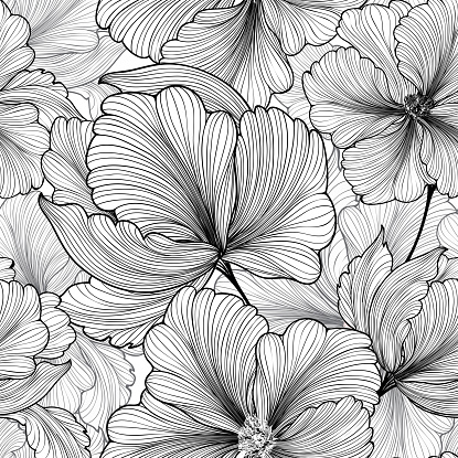 Floral seamless pattern Flower background Flourish stripped petals sketch