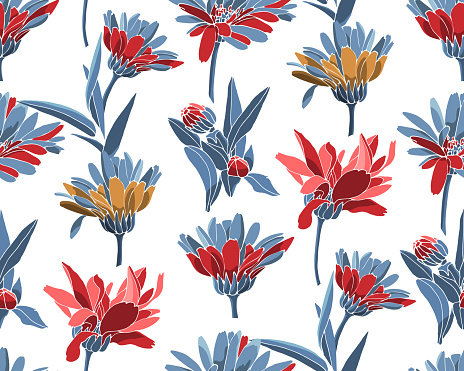 Floral seamless pattern vector, flower background.