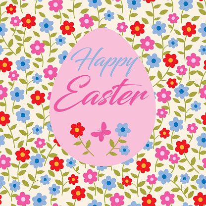 Floral seamless pattern with egg .