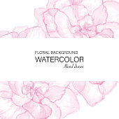 istock Floral watercolor background. Vector 1398679442