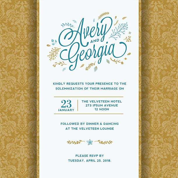 ilustrações, clipart, desenhos animados e ícones de modelo de convite de casamento floral - convite
