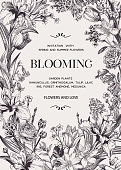 istock Floral wedding invitation with flowers. 1254705478