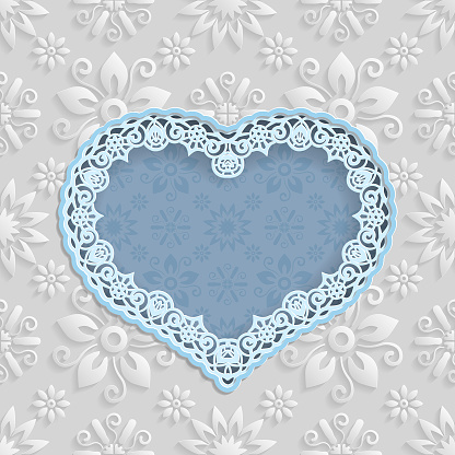 Download Floral White Background And Frame In The Shape Of A Heart ...