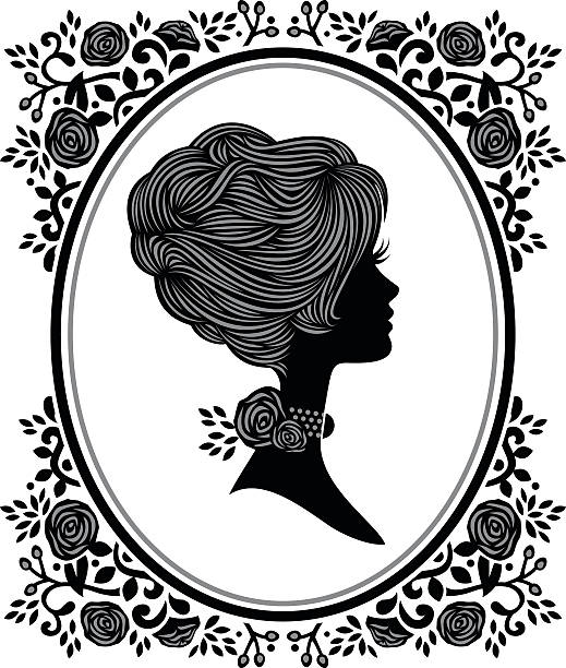 Floral Woman Cameo vector art illustration
