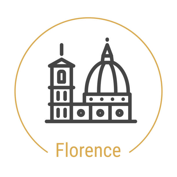 illustrazioni stock, clip art, cartoni animati e icone di tendenza di icona di florence, italy vector line - fiorentina