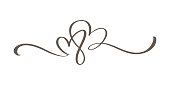 istock Flourish vintage Vector divider Valentines Day Hand Drawn Black Calligraphic Two Hearts. Calligraphy Holiday illustration. Design element valentine. Icon love decor for web, wedding 1355455674
