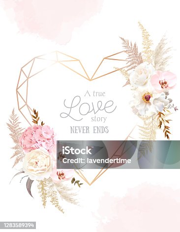 istock Flower geometric heart line art vector design frame. 1283589394
