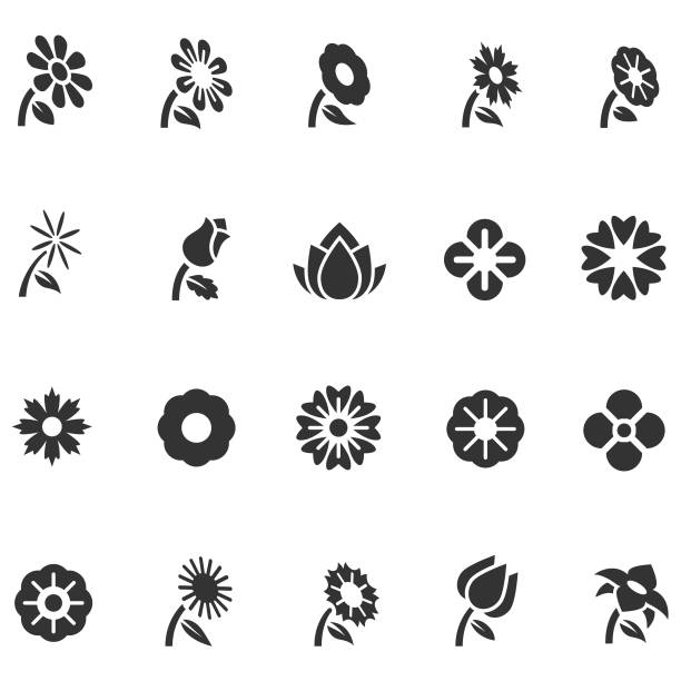 Flower icon set Flower icon set flower symbols stock illustrations