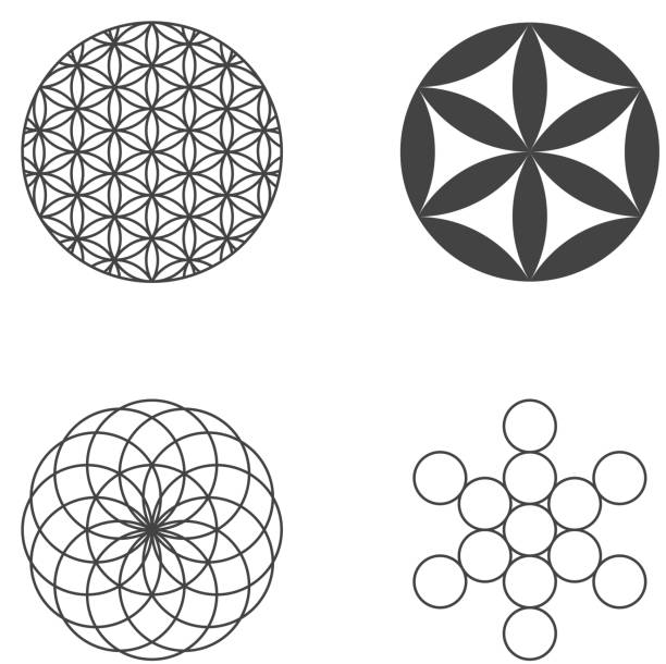 Flower of Life. set of icons. design elements Flower of Life. set of icons. design elements. Vector dna silhouettes stock illustrations
