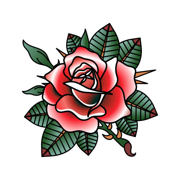 Download Silhouette Of A Simple Rose Tattoos Illustrations, Royalty ...