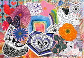 istock Flowers and hearts collage 1093160982