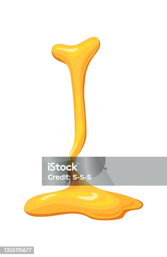 istock Flowing down honey. Leak fluid of honeycomb for sugar product, vector illustration 1355115677
