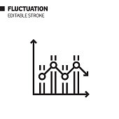 Fluctuation Line Icon, Outline Vector Symbol Illustration. Pixel Perfect, Editable Stroke.