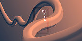Modern and trendy background. Abstract design with a fluid, liquid, 3d and gradient color shape. This illustration can be used for your design, with space for your text (colors used: Beige, Orange, Brown, Blue, Black). Vector Illustration (EPS10, well layered and grouped), wide format (2:1). Easy to edit, manipulate, resize or colorize.