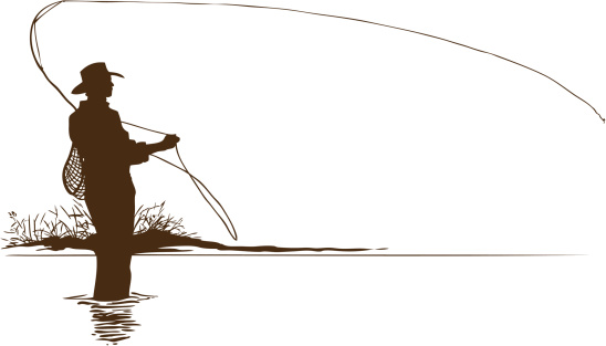 Fly Fisherman Silhouette