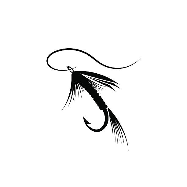 ilustraciones, imágenes clip art, dibujos animados e iconos de stock de pesca con mosca lure - hook