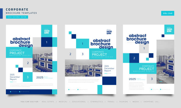 Flyer brochure design template set business cover geometric theme vector art illustration