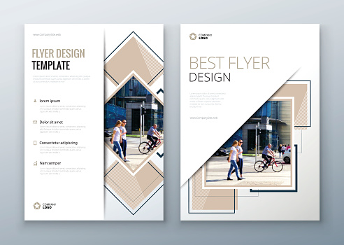 Flyer design. Corporate business report cover, brochure or flyer design. Leaflet presentation. Teal Flyer with abstract circle,